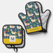 Llamas in zonnebrillen ovenwant & pannenlap set (Voorkant / Achterkant)