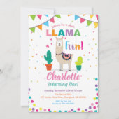 Llama's leuke verjaardagsuitnodiging. Meisje eerst Kaart (Voorkant)