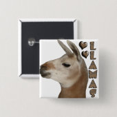LLAMAS LOVE HOARTS VIERKANTE BUTTON 5,1 CM (Voorkant /achterkant)