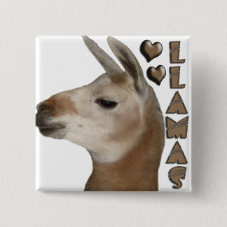 LLAMAS LOVE HOARTS VIERKANTE BUTTON 5,1 CM