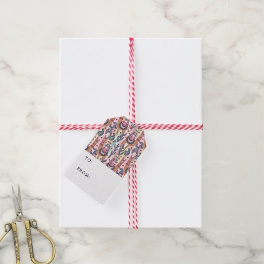 Llamas on Stripes Pattern Cadeaulabel (Met Touw)