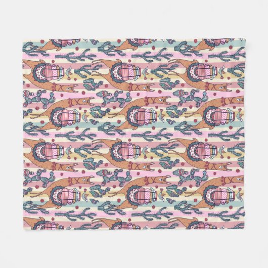 Llamas on Stripes Pattern Fleece Deken (Voorkant (Horizontaal))