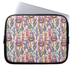 Llamas on Stripes Pattern Laptop Sleeve