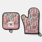 Llamas on Stripes Pattern Ovenwant & Pannenlap Set (Voorkant)