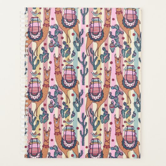 Llamas on Stripes Pattern Planner (Voorkant)