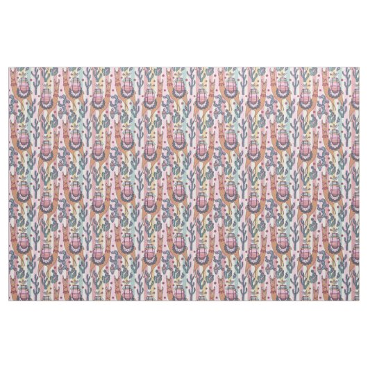 Llamas on Stripes Pattern Stof (Fat Quarter)