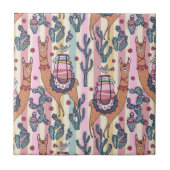 Llamas on Stripes Pattern Tegeltje (Voorkant)