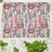 Llamas on Stripes Pattern Theedoek (Gevouwen)