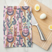 Llamas on Stripes Pattern Theedoek (Quarter Fold)