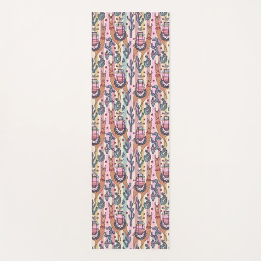 Llamas on Stripes Pattern Yogamat (Voorkant)