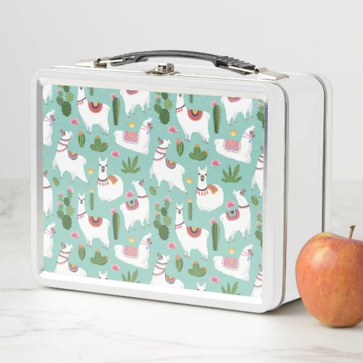 Llamas op Blauwgroen patroon bevestigen (In situ)