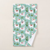 Llamas op Blauwgroen patroon bevestigen Bad Handdoek (Handdoek)