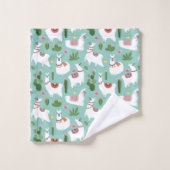 Llamas op Blauwgroen patroon bevestigen Bad Handdoek (Wasdoekje)