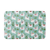Llamas op Blauwgroen patroon bevestigen Badmat (Voorkant)