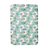 Llamas op Blauwgroen patroon bevestigen Badmat (Voorkant Verticaal)