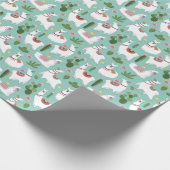 Llamas op Blauwgroen patroon bevestigen Cadeaupapier (Hoek)