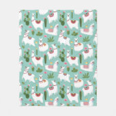 Llamas op Blauwgroen patroon bevestigen Fleece Deken (Voorkant)