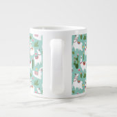 Llamas op Blauwgroen patroon bevestigen Grote Koffiekop (Achterkant)