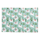 Llamas op Blauwgroen patroon bevestigen Kussensloop (Achterkant-Links)