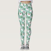 Llamas op Blauwgroen patroon bevestigen Leggings (Voorkant)