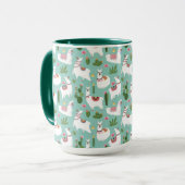 Llamas op Blauwgroen patroon bevestigen Mok (Voorkant links)