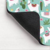 Llamas op Blauwgroen patroon bevestigen Muismat (Hoek)