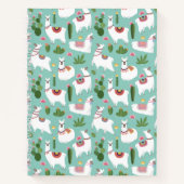 Llamas op Blauwgroen patroon bevestigen Notitieboek (Voorkant)