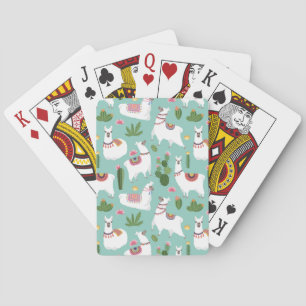 Llamas op Blauwgroen patroon bevestigen Pokerkaarten