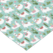 Llamas op Blauwgroen patroon bevestigen Tafelkleed (Gekanteld)