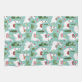 Llamas op Blauwgroen patroon bevestigen Theedoek (Horizontaal)