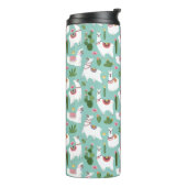 Llamas op Blauwgroen patroon bevestigen Thermosbeker (Gedraaid links)