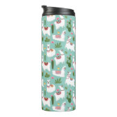 Llamas op Blauwgroen patroon bevestigen Thermosbeker (Geroteerd rechts)