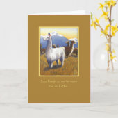 Llamas op Medium Brown die je mist Kaart (Gele Bloem)