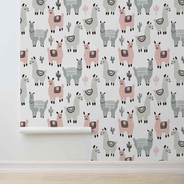 Llamas Pattern glimlachen Behang (Applicatie)