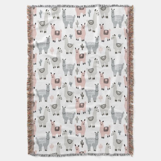 Llamas Pattern glimlachen Deken (Voorkant Verticaal)