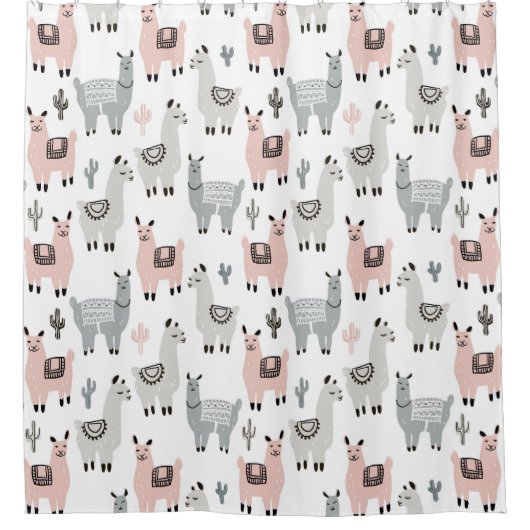 Llamas Pattern glimlachen Douchegordijn (Voorkant)