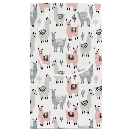 Llamas Pattern glimlachen Klein Cadeauzakje (Achterkant)