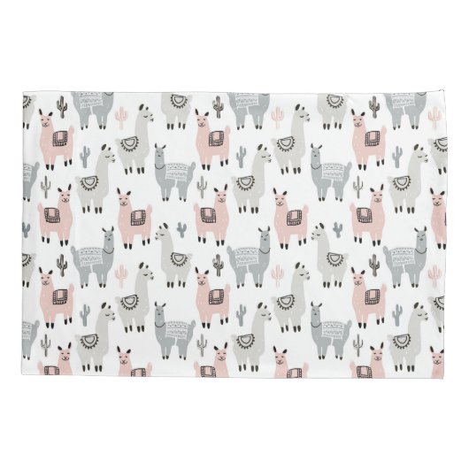 Llamas Pattern glimlachen Kussensloop (Achterkant-Links)