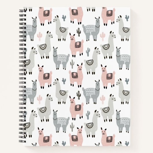 Llamas Pattern glimlachen Notitieboek (Voorkant)