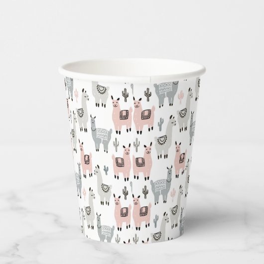 Llamas Pattern glimlachen Papieren Bekers (Rechts)