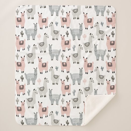 Llamas Pattern glimlachen Sherpa Deken (Voorkant)