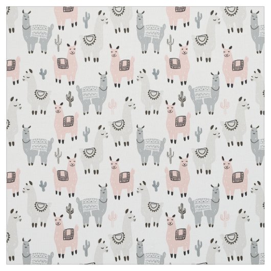 Llamas Pattern glimlachen Stof (Swatch)