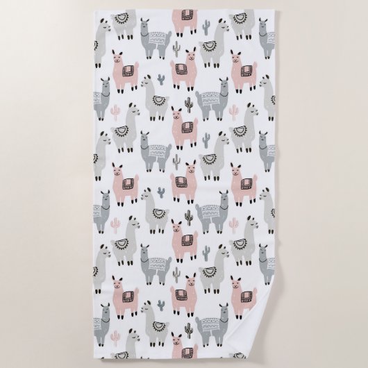 Llamas Pattern glimlachen Strandlaken (Voorkant)
