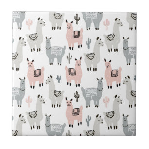 Llamas Pattern glimlachen Tegeltje