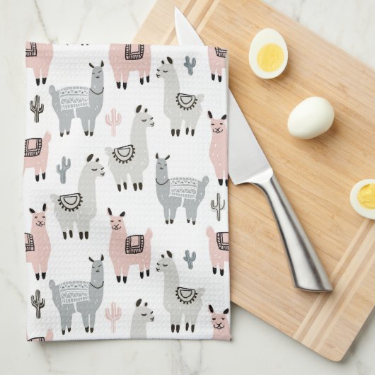 Llamas Pattern glimlachen Theedoek (Quarter Fold)