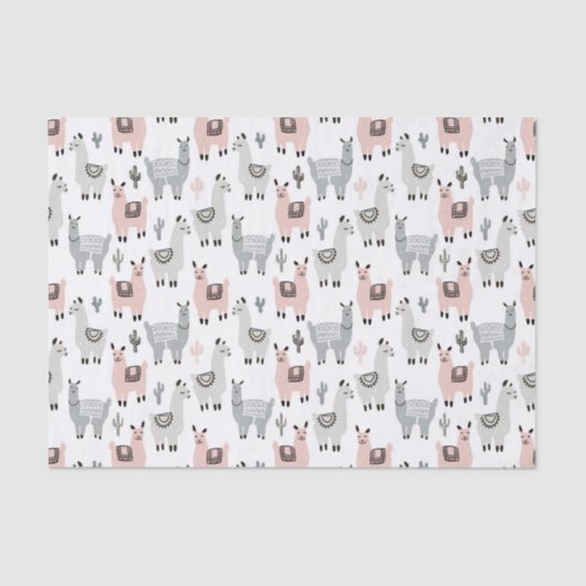 Llamas Pattern glimlachen Tissuepapier (Voorkant)