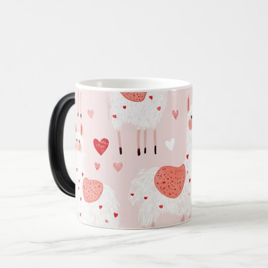Llamas pattern valentines magische mok (Voorkant links)