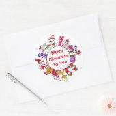 Llamas, Penguin, Gingerbrood Man Festive Holiday Ronde Sticker (Envelop)