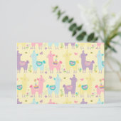 Llamas Pink, Yellow Paars Cute Schattig Bedankkaart (Staand voorkant)