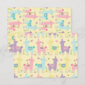 Llamas Pink, Yellow Paars Cute Schattig Bedankkaart (Voorkant / Achterkant)